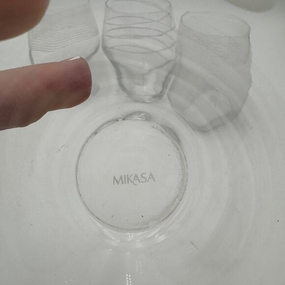 Vintage Stemless Wine Glasses by Mikasa in Pattern Cheers Set of 4 - Picture 6 of 8